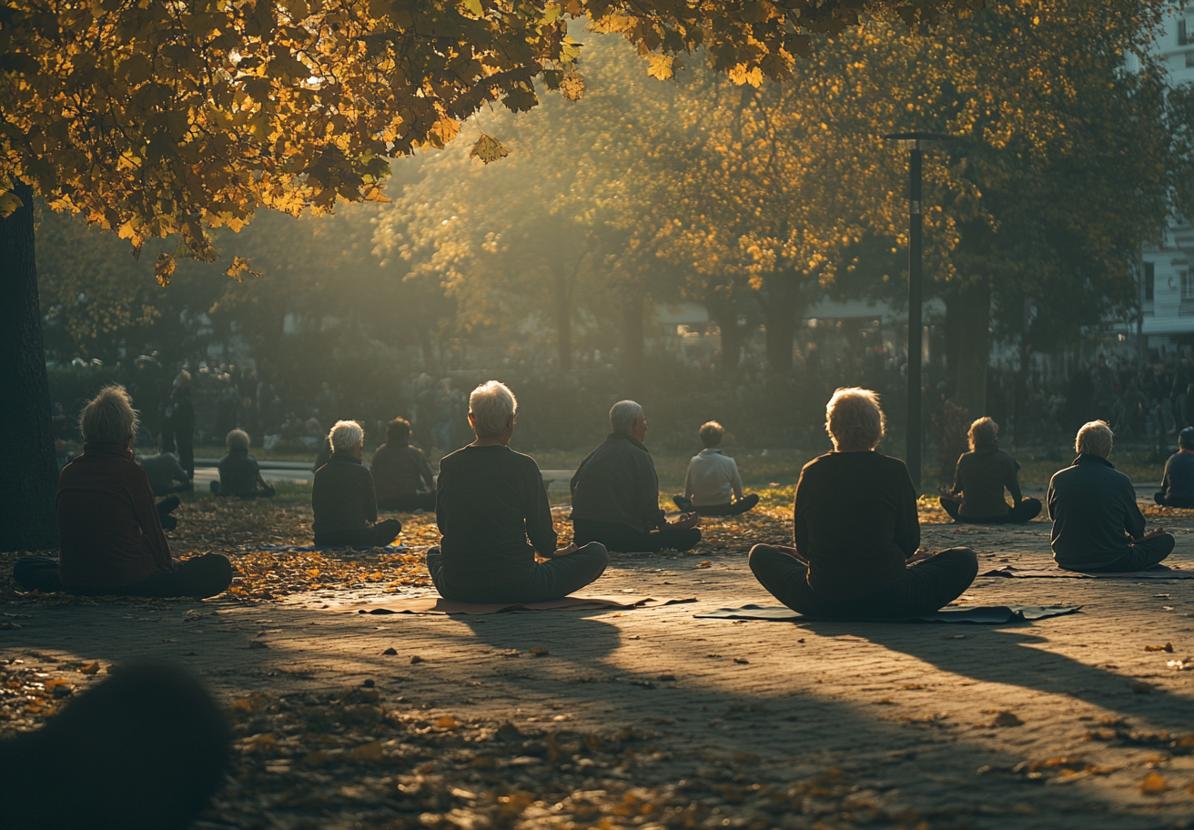Старша жінка практикує йогу в спокійній позі